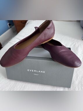 Everlane Burgundy Leather Ballet Flats Day Glove